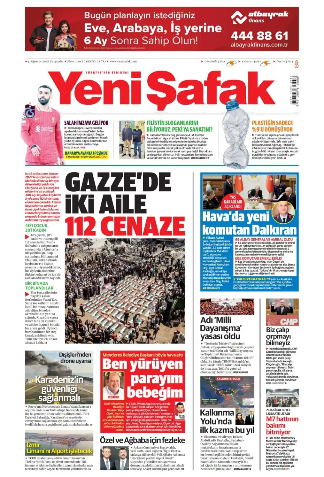Yeni Şafak Gazetesi gazetesi 05 Ağustos 2026 manşeti