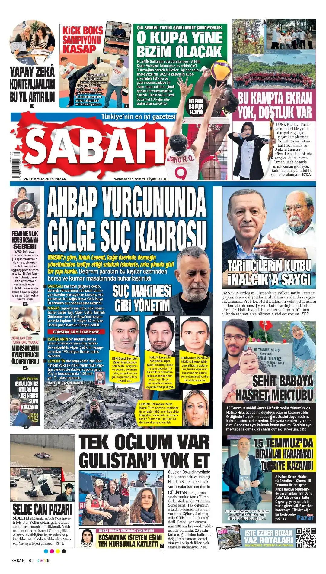 Sabah Gazetesi gazetesi 26 Temmuz 2026 manşeti