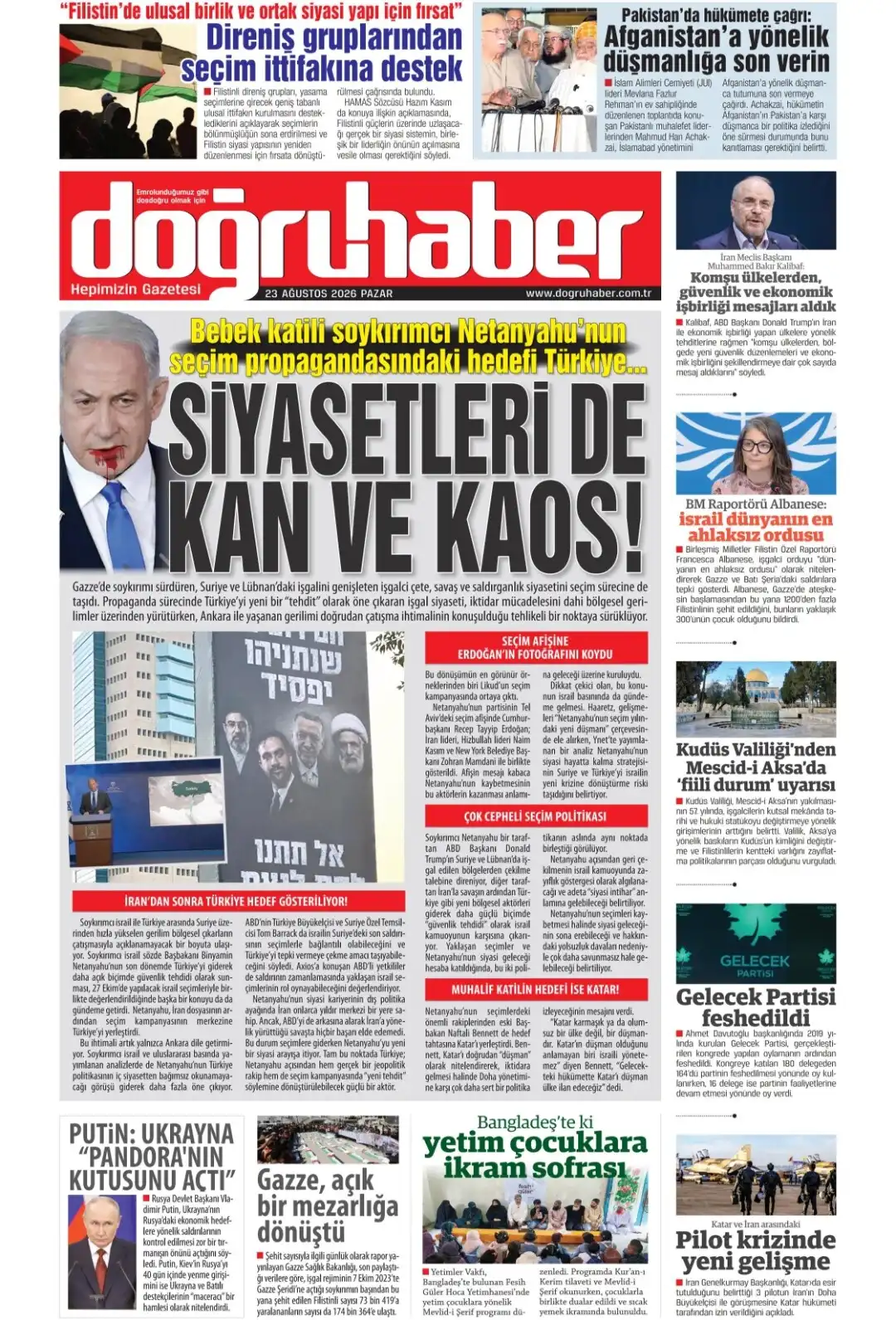 Doğruhaber Gazetesi gazetesi 23 Ağustos 2026 manşeti