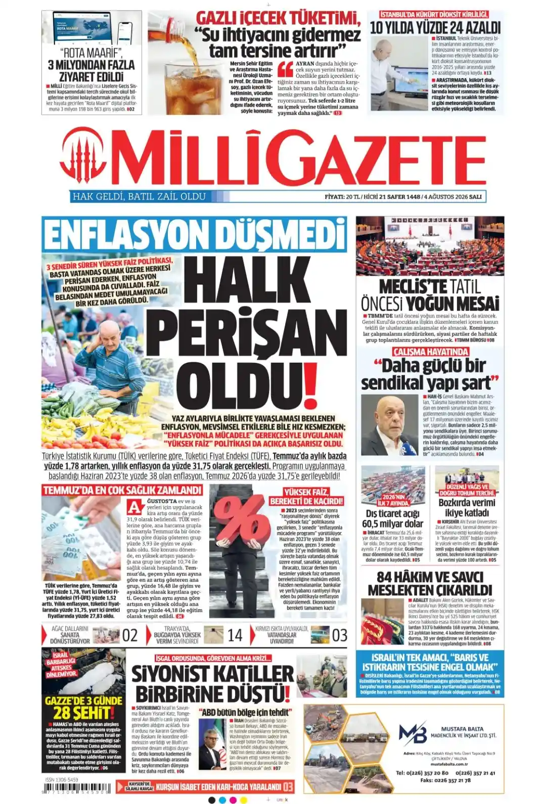 Yeni Akit Gazetesi gazetesi 04 Ağustos 2026 manşeti