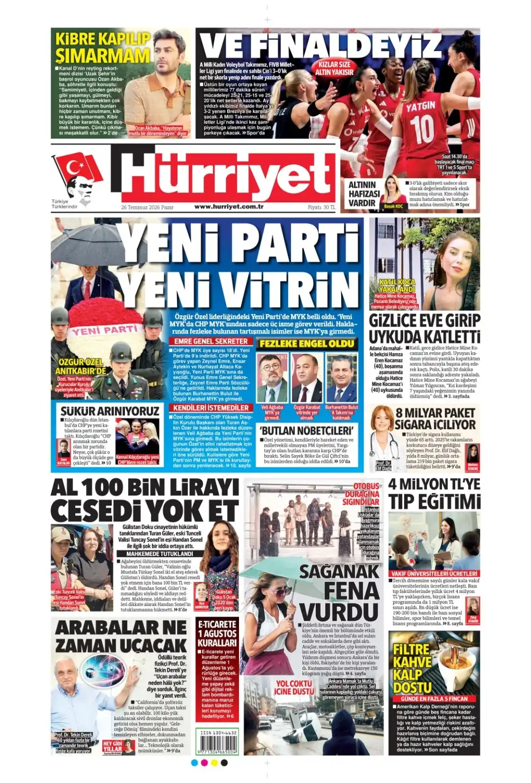Hürriyet Gazetesi gazetesi 26 Temmuz 2026 manşeti