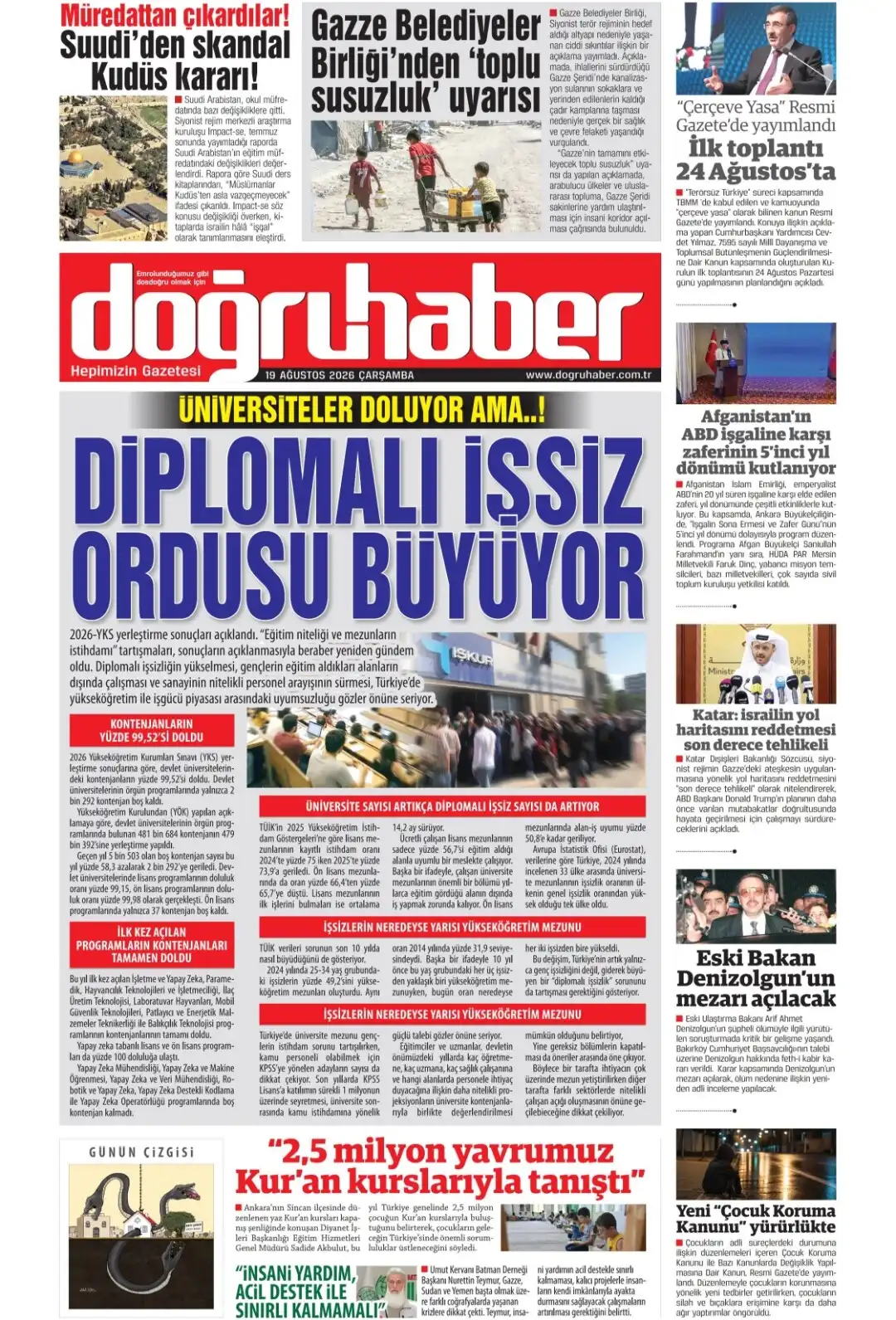 Doğruhaber Gazetesi gazetesi 19 Ağustos 2026 manşeti