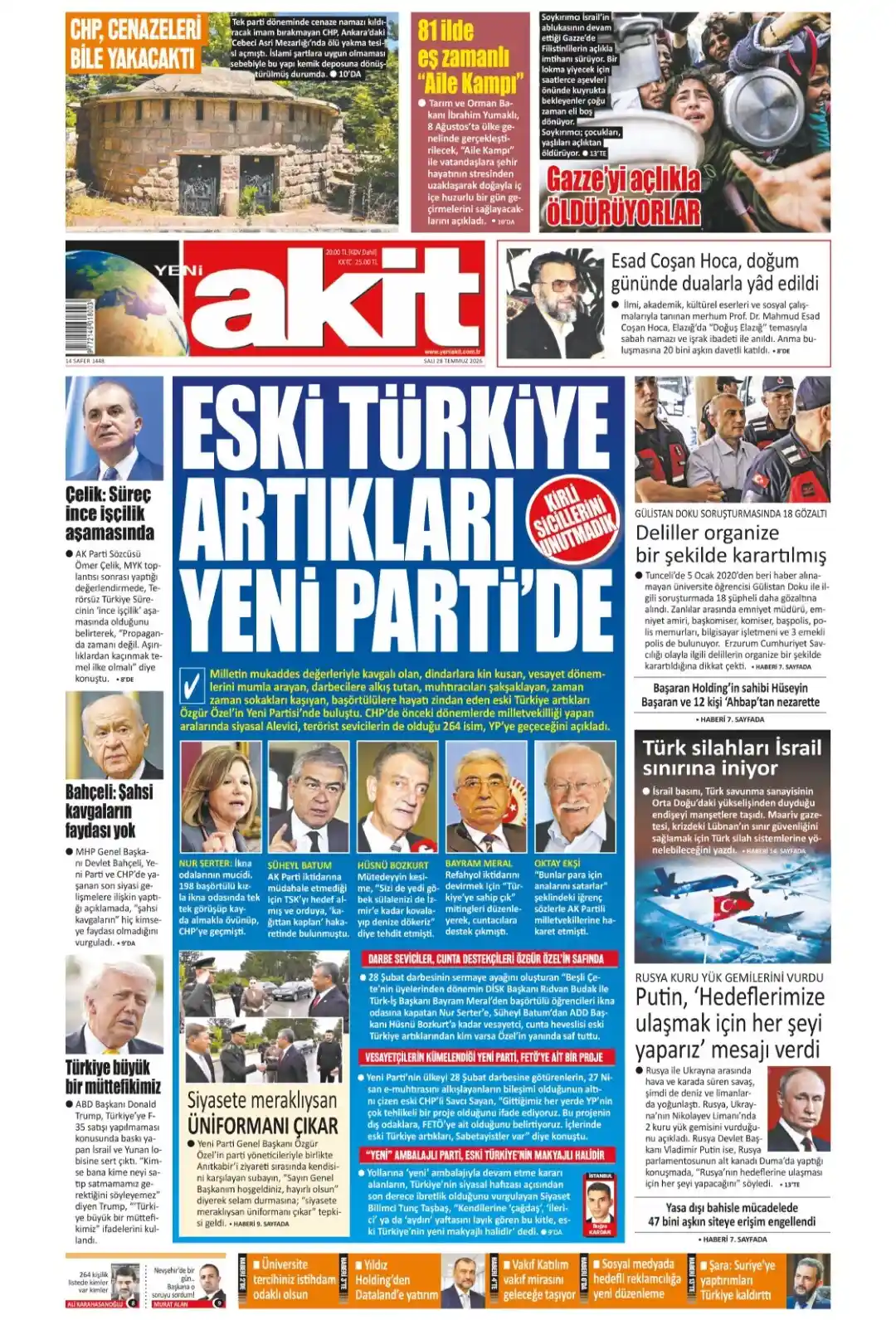 Yeni Akit Gazetesi gazetesi 28 Temmuz 2026 manşeti
