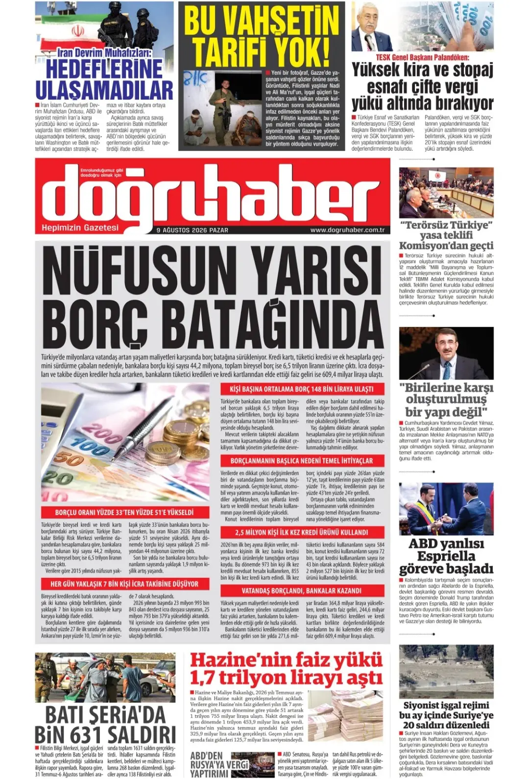 Doğruhaber Gazetesi gazetesi 09 Ağustos 2026 manşeti