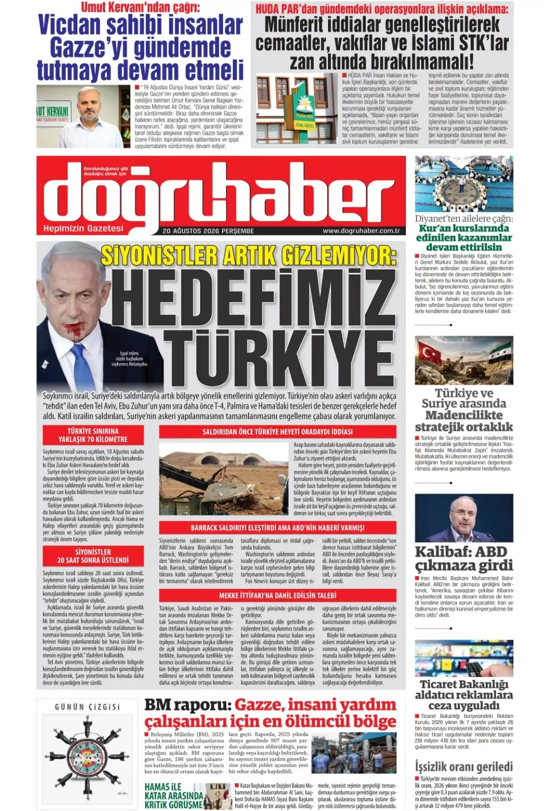 Doğruhaber Gazetesi gazetesi 20 Ağustos 2026 manşeti
