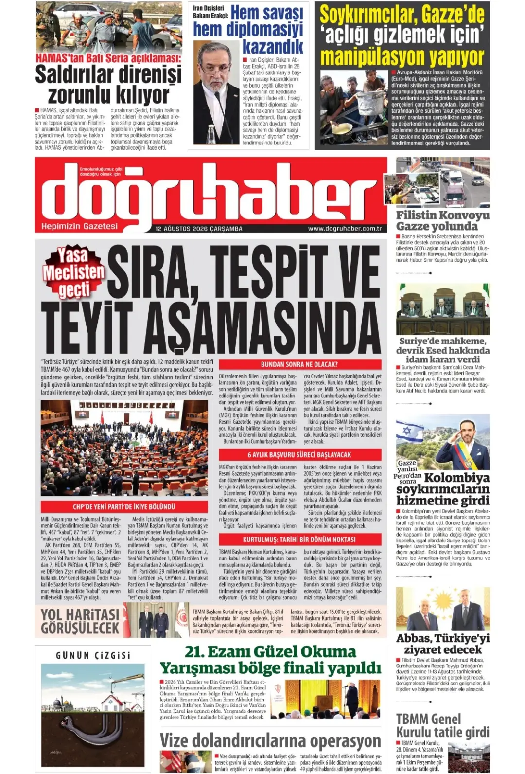 Doğruhaber Gazetesi gazetesi 12 Ağustos 2026 manşeti