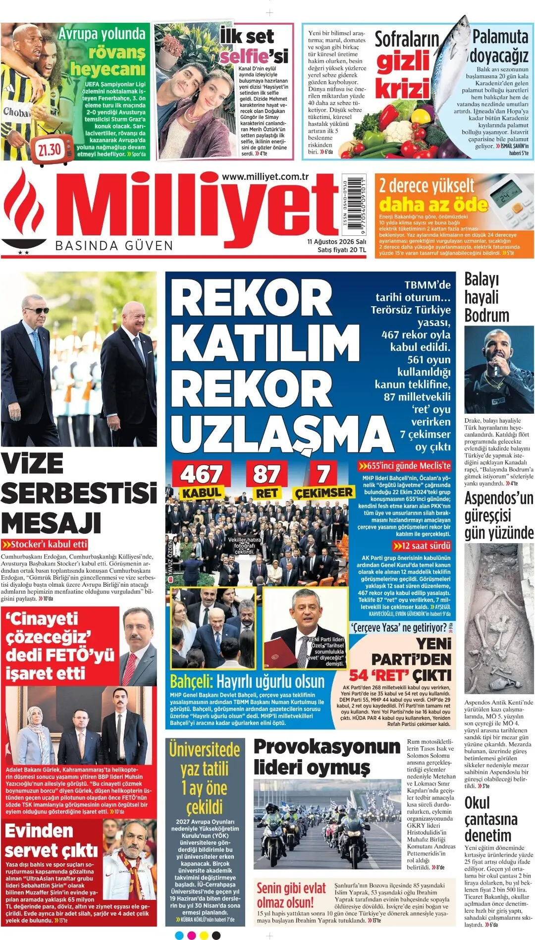 Milliyet Gazetesi gazetesi 11 Ağustos 2026 manşeti