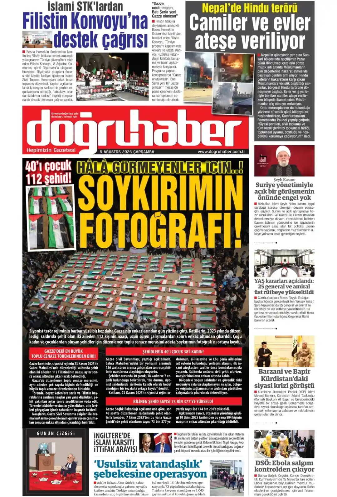 Doğruhaber Gazetesi gazetesi 05 Ağustos 2026 manşeti