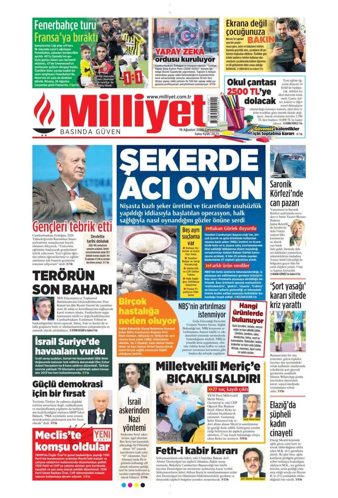 Milliyet Gazetesi gazetesi 19 Ağustos 2026 manşeti