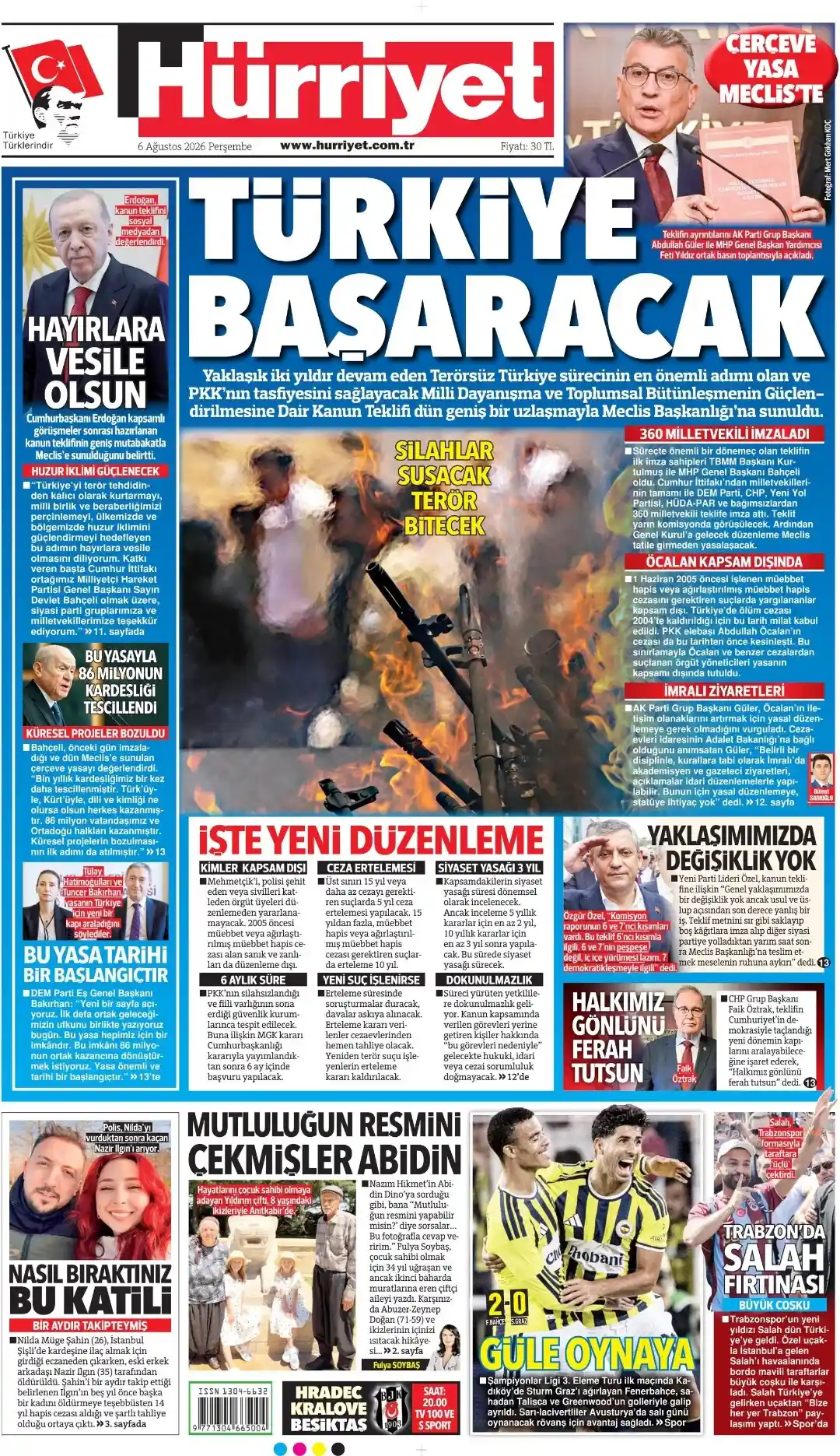 Hürriyet Gazetesi gazetesi 06 Ağustos 2026 manşeti