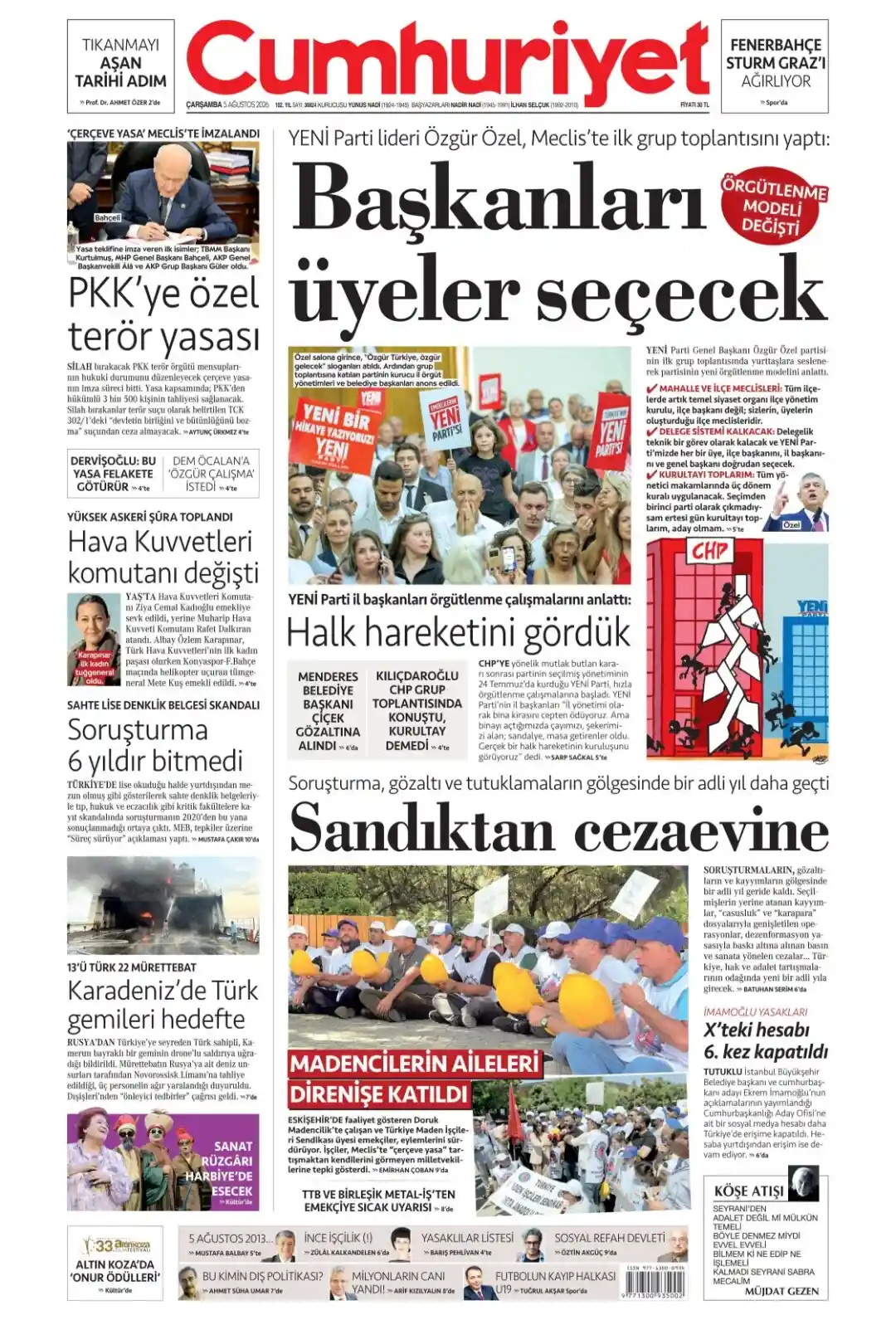 Cumhuriyet Gazetesi gazetesi 05 Ağustos 2026 manşeti