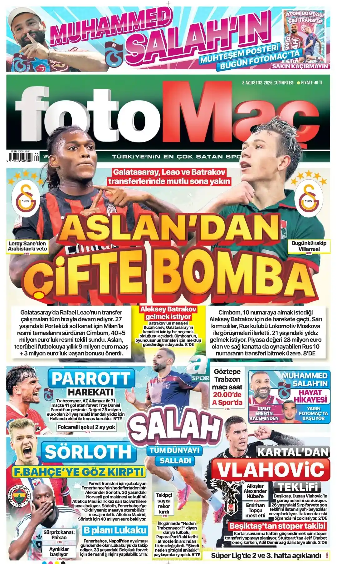 Fotomaç Gazetesi gazetesi 08 Ağustos 2026 manşeti