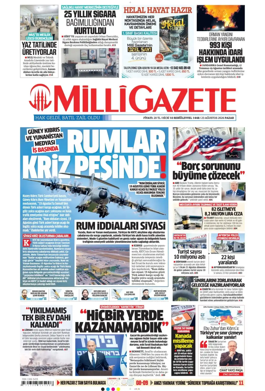 Milli Gazete gazetesi 23 Ağustos 2026 manşeti