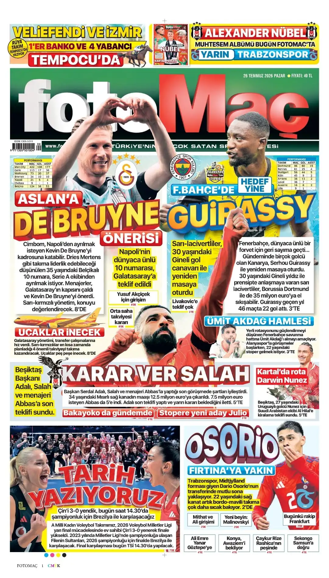 Fotomaç Gazetesi gazetesi 26 Temmuz 2026 manşeti