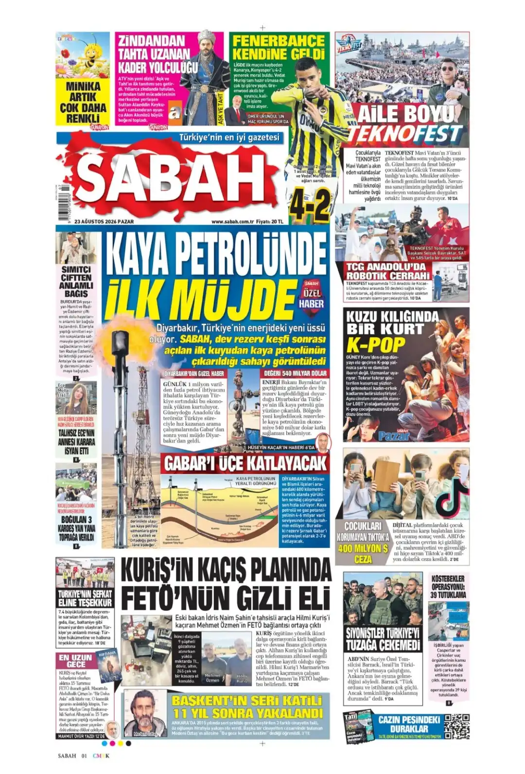 Sabah Gazetesi gazetesi 23 Ağustos 2026 manşeti