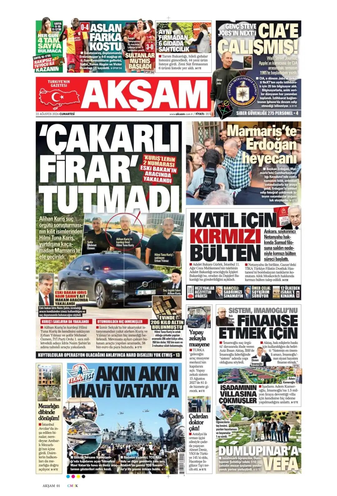 Akşam Gazetesi gazetesi 22 Ağustos 2026 manşeti