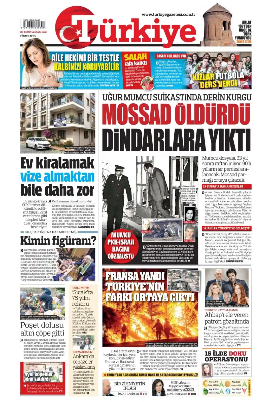 Türkiye Gazetesi gazetesi 28 Temmuz 2026 manşeti