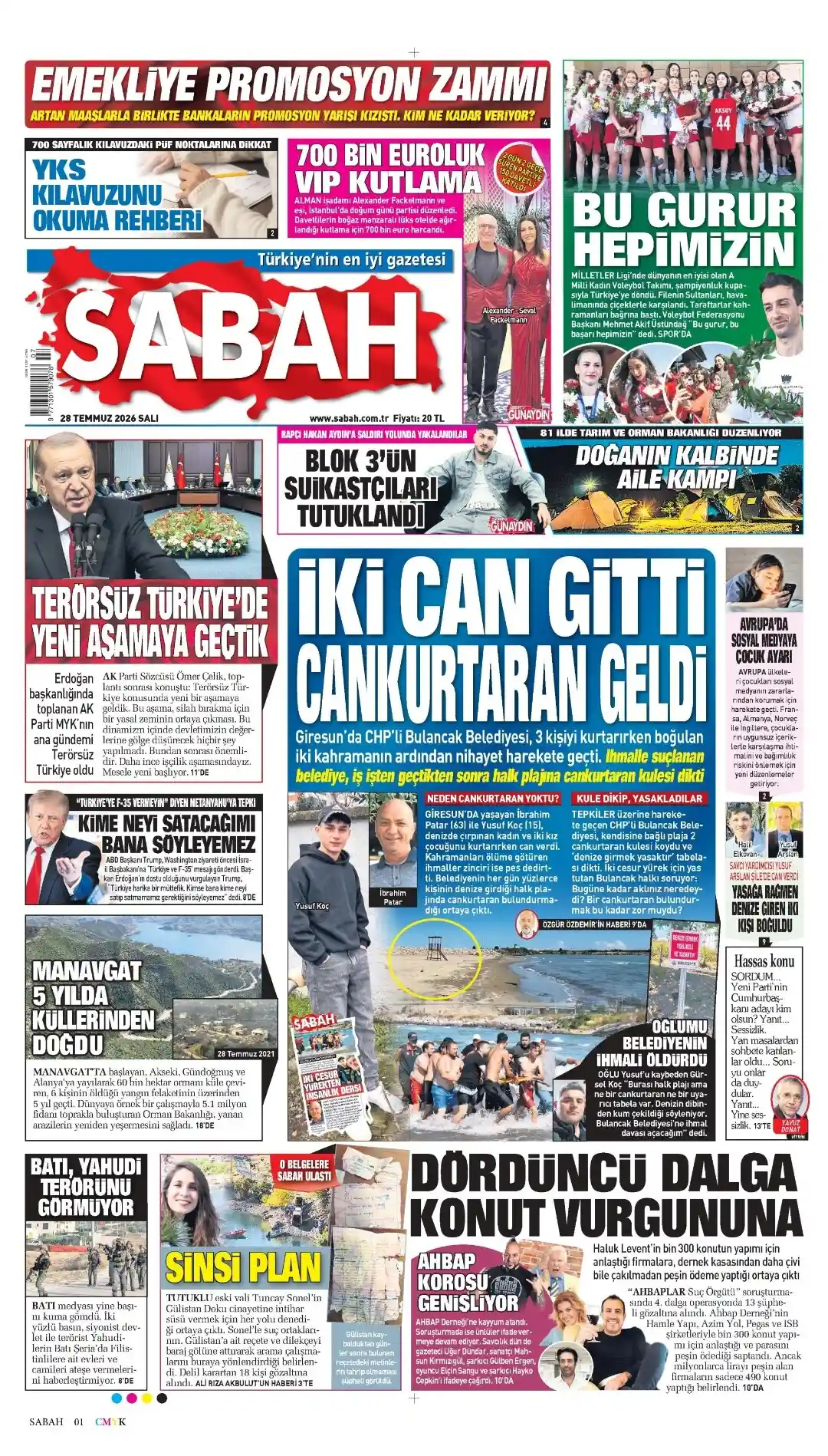 Sabah Gazetesi gazetesi 28 Temmuz 2026 manşeti