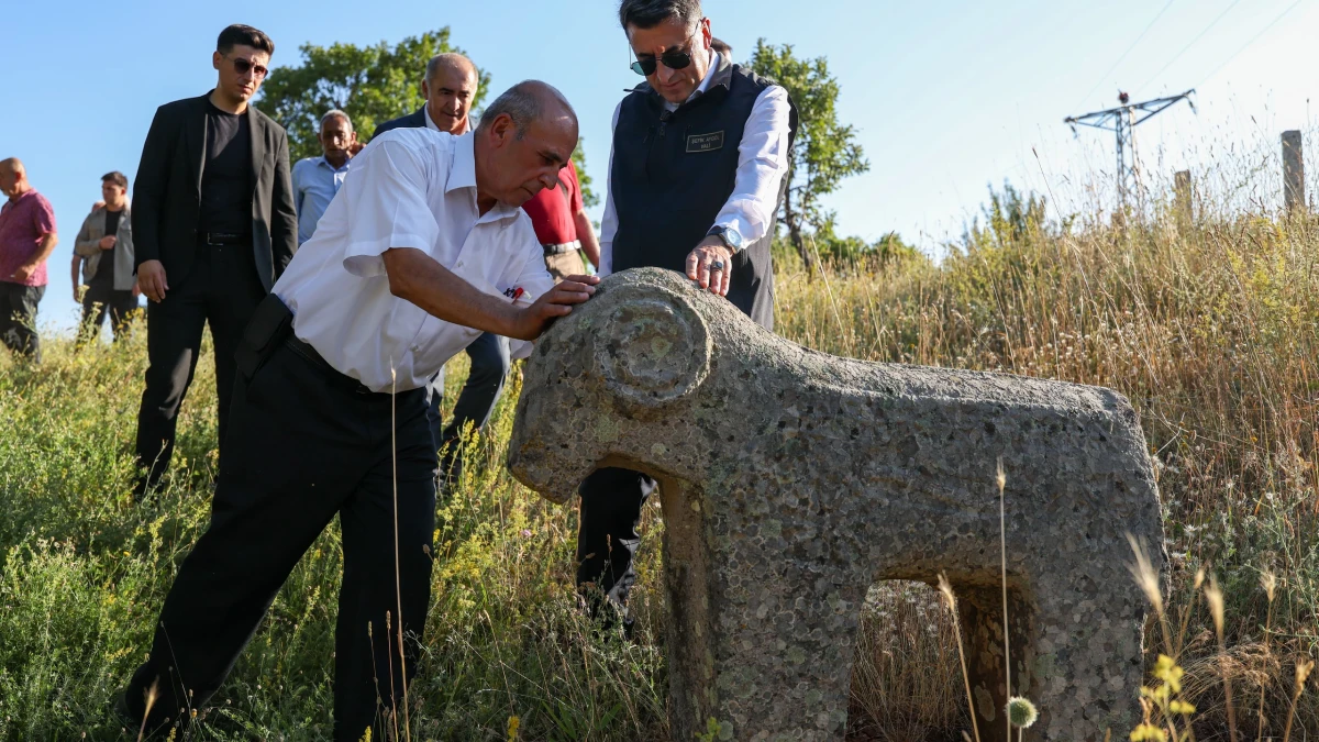 Vali Aygöl Sağlamtaş köyünde: Yüzyıllık koç figürlü mezar taşları koruma altında