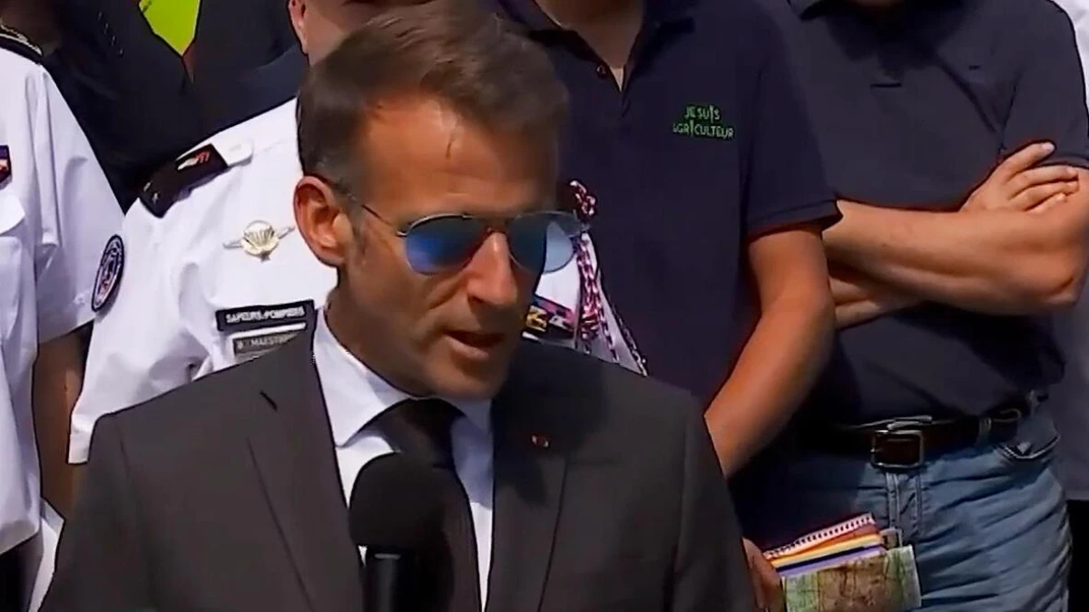 Macron'un mavi camlı aviator gözlükleri yine gündemde