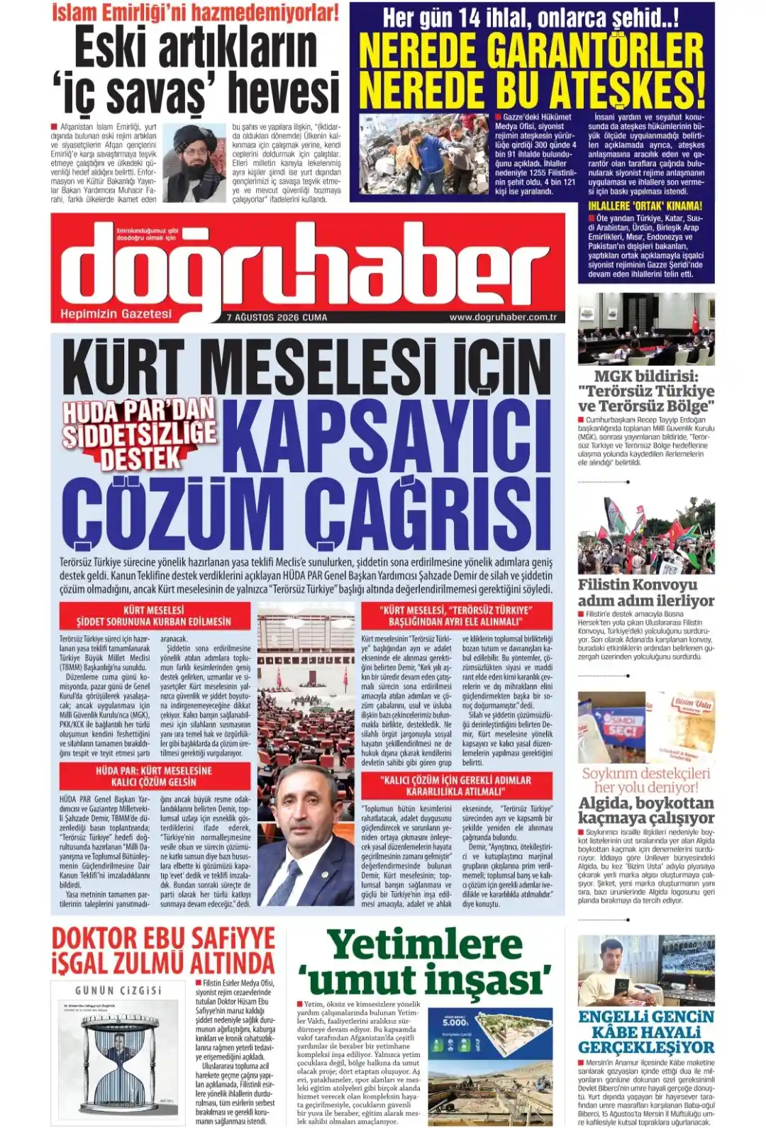 Doğruhaber Gazetesi gazetesi 07 Ağustos 2026 manşeti