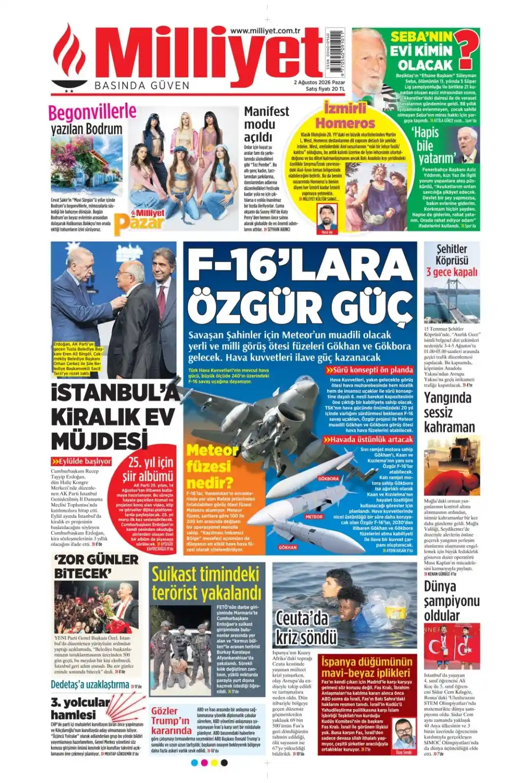 Milliyet Gazetesi gazetesi 02 Ağustos 2026 manşeti