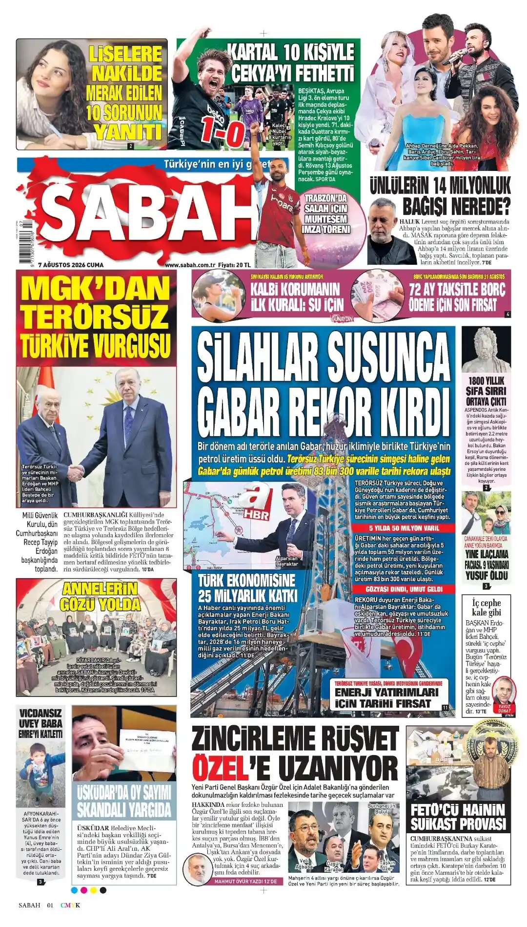 Sabah Gazetesi gazetesi 07 Ağustos 2026 manşeti