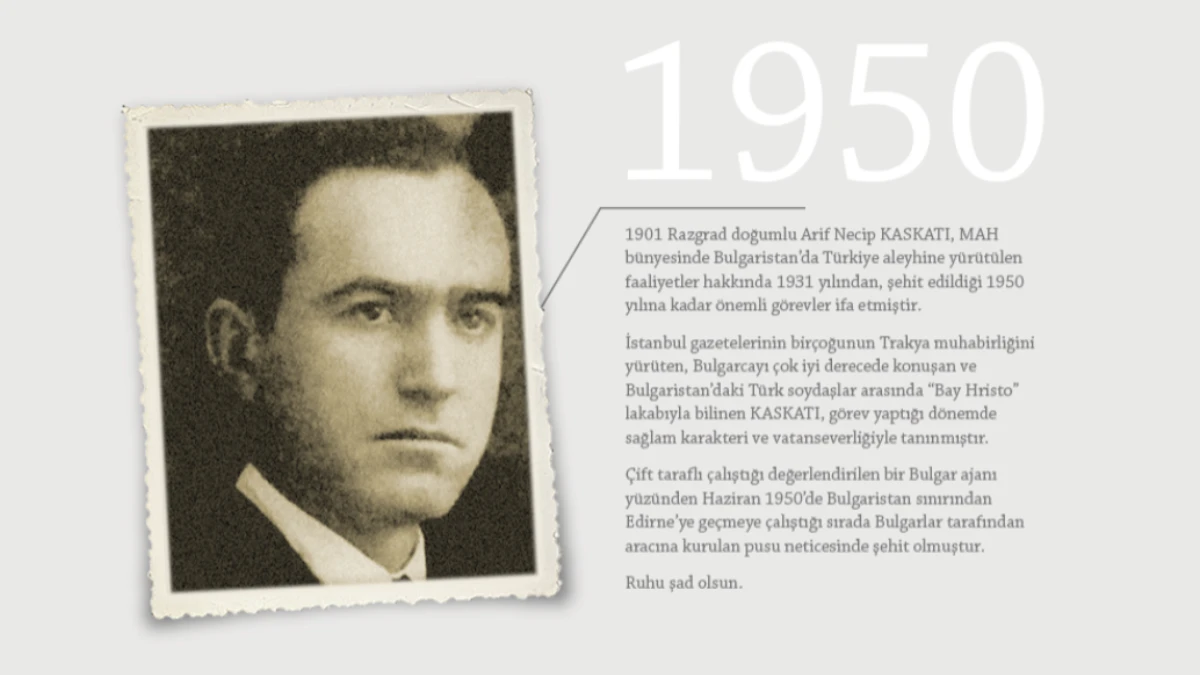 MİT Arşivinden: “Bay Hristo” Lakaplı Şehit Arif Necip Kaskatı’nın Hikayesi