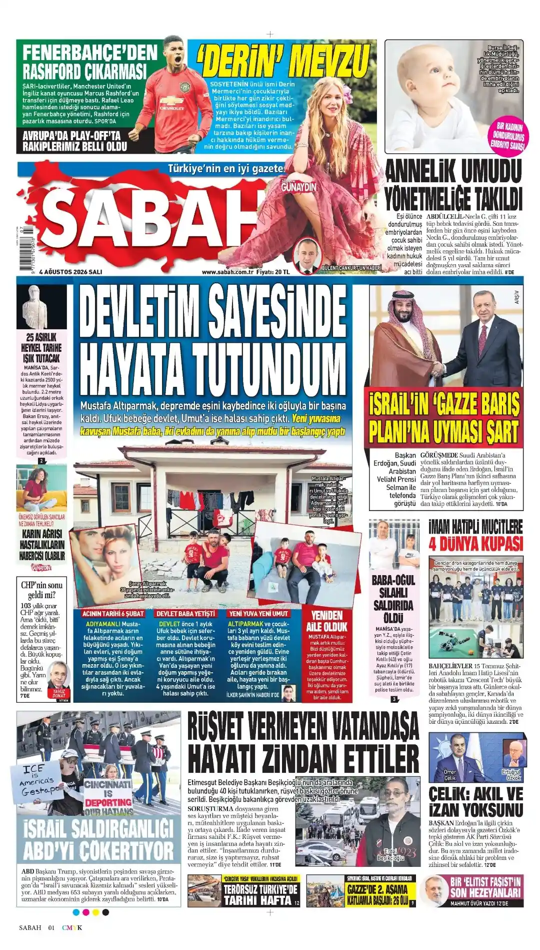 Sabah Gazetesi gazetesi 04 Ağustos 2026 manşeti