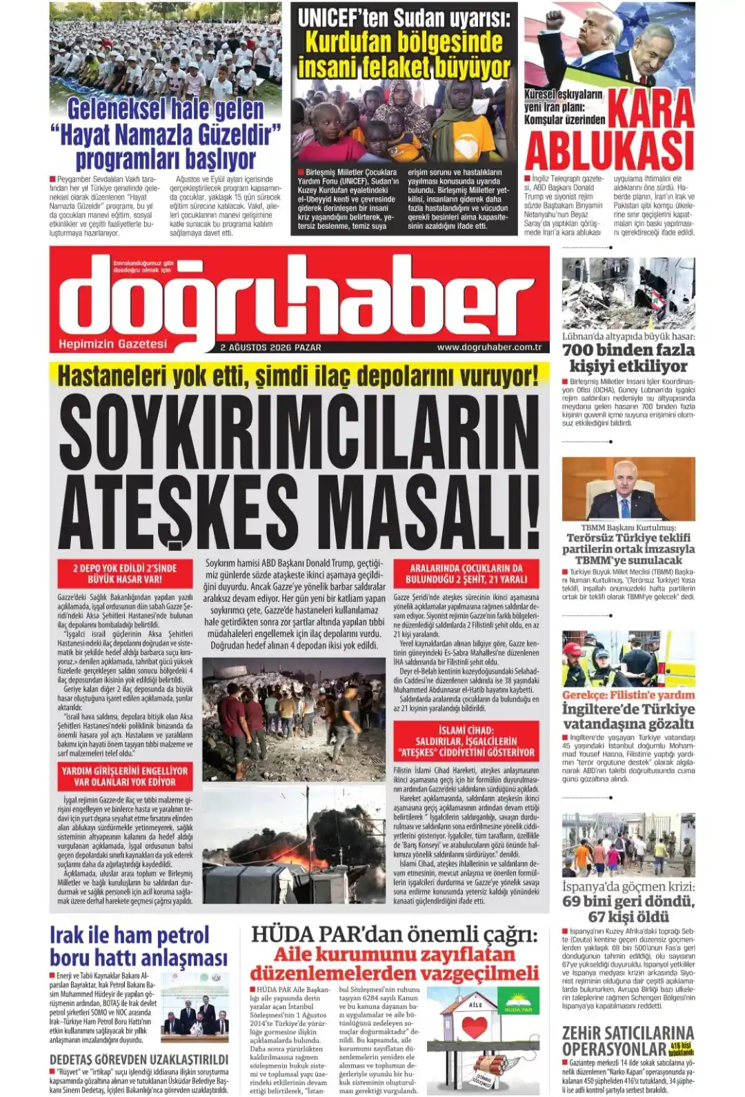 Doğruhaber Gazetesi gazetesi 02 Ağustos 2026 manşeti