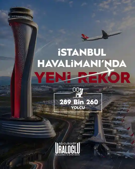 İstanbul Havalimanı’nın 1 Ağustos tarihinde 289 bin 260 yolcuya hizmet vererek hem Türkiye hem de Avrupa ölçeğinde tüm zamanların en yüksek günlük yolcu sayısına ulaştı.