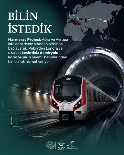 Asya ve Avrupa kıtalarını İstanbul Boğazı'nın altından birleştiren Marmaray, küresel ulaşım ve ticaret ağlarındaki stratejik konumunu sürdürüyor.