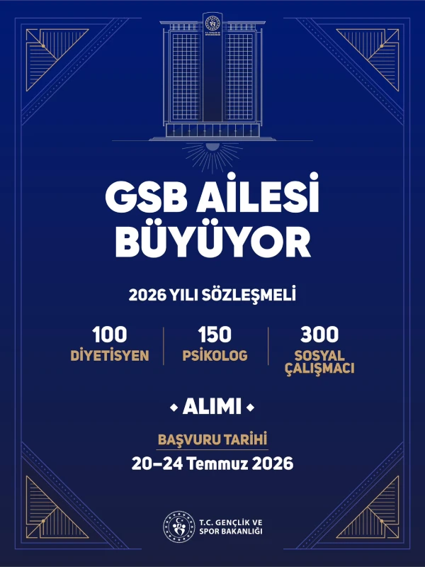 Gençlik ve Spor Bakanlığı, taşra teşkilatında istihdam edilmek üzere 550 sözleşmeli personel alımı yapılacak.